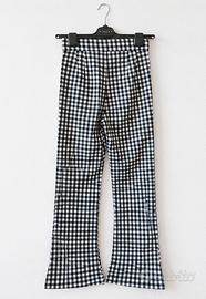 Pantalone a zampa per donna bianco e nero a quadri
