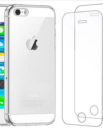 Cover + vetri protettivi per iPhone 5 + 5S + SE