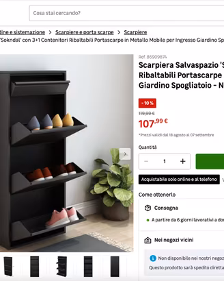 Scarpiera Salvaspazio con 4 Contenitori Ribaltabil