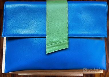 Laptop Bag - Pelle Bluette e Verde