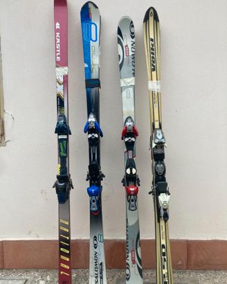 4 paia sci usati (Volkl, Salomon, Kastle) completi
