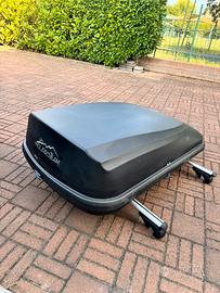 Box tetto auto 420L più barre regolabili Brio XL