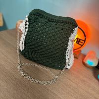 Borsa Macramè Verde Bosco + Bianco !!