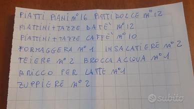 servizio piatti e tazzine