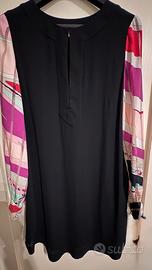 Emilio Pucci - vestito nero maniche colorate L / I