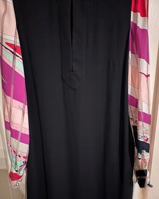 Emilio Pucci - vestito nero maniche colorate L / I