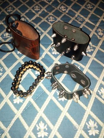 Bracciale In Pelle Punk Con Borchie - Design Gotico, Regolabile, Unisex, Nero - Foto 10