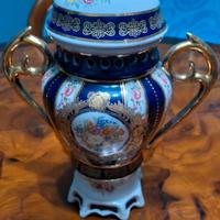 Anfora in porcellana Blu Cobalto e Oro