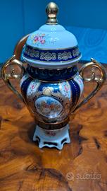 Anfora in porcellana Blu Cobalto e Oro