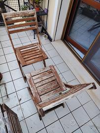 Tavolo e sedie esterno in legno - da riverniciare