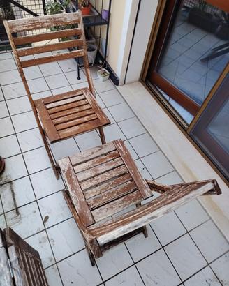 Tavolo e sedie esterno in legno - da riverniciare