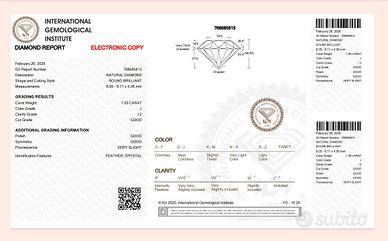 Diamante da 1 carato con certificato IGI