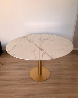 Tavolo di desing rotondo allungabile effetto marmo