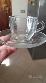 set 2 tazzine con piattino trasparente 