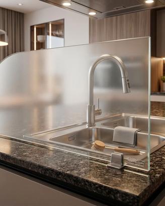 Mensola e paraschizzi in vetro