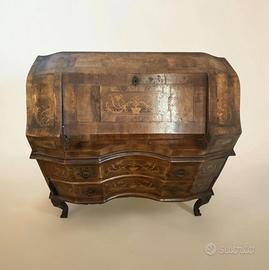 Ribalta secretaire antico radica intarsiato 84cm