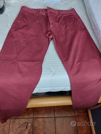 Pantaloni  da uomo puro cotone bordeaux taglia 48