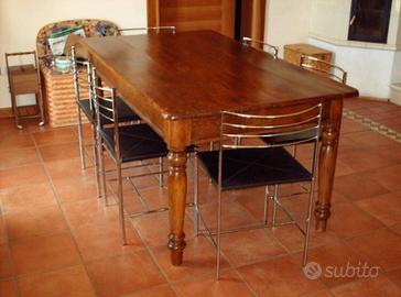 Tavolo Tavola Legno Massiccio Antico Epoca