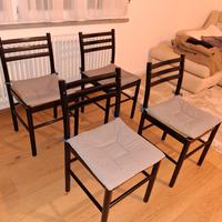 4 sedie in legno laccate nero 