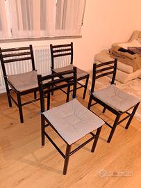 4 sedie in legno laccate nero 