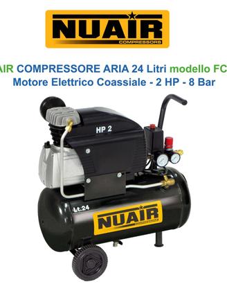 COMPRESSORE ARIA 24 Litri NUAIR FC2/24 Coassiale