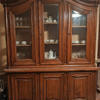 mobile vetrina in legno noce e cristallo 