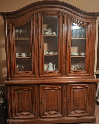 mobile vetrina in legno noce e cristallo 