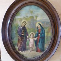 Quadro Sacra Famiglia stampa oleografica antica