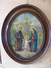 Quadro Sacra Famiglia stampa oleografica antica