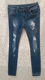 JEANS DONNA MISS GIRL STRAPPATI MIS XS ANNI 10 
