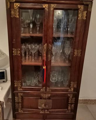 Vetrina in legno massello stile orientale/colonial