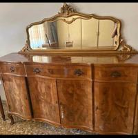 Cassettiera in radica di noce con specchio