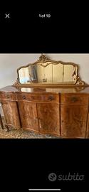 Cassettiera in radica di noce con specchio