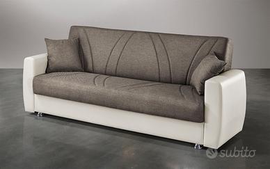 DIVANO LETTO CONTENITORE 3 POSTI CON 2 CUSCINI