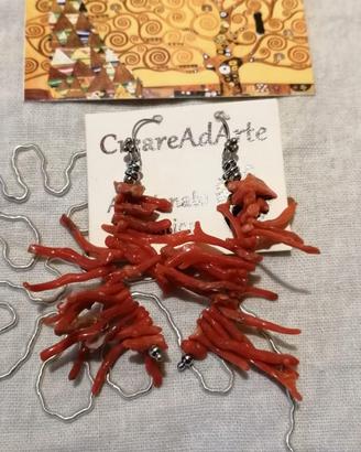 orecchini in frangia di vero corallo rosso