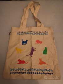 borsa cotone grezzo amanti dei gatti 40*36,5