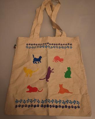 borsa cotone grezzo amanti dei gatti 40*36,5