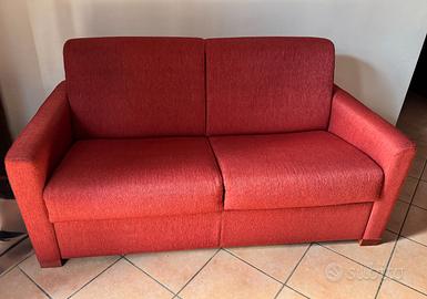 Divano letto 2 posti in tessuto rosso
