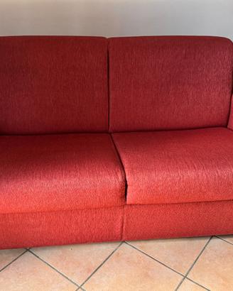 Divano letto 2 posti in tessuto rosso
