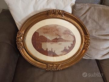 quadro ovale con veduta di napoli antica