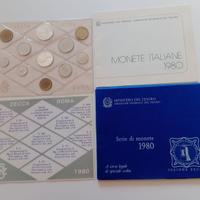Serie di monete 1980 Sezione Zecca con 500 lire Ag