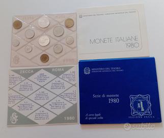 Serie di monete 1980 Sezione Zecca con 500 lire Ag
