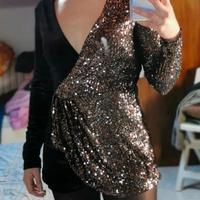 tutina paillettes e velluto nero scollata