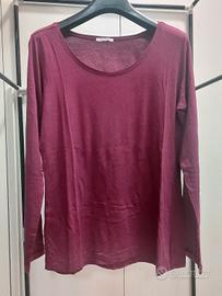 UDQ - Maglia maniche lunghe prugna con borchiette