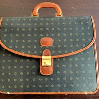 Valigetta 24 ore vintage in pelle e tessuto Knipps