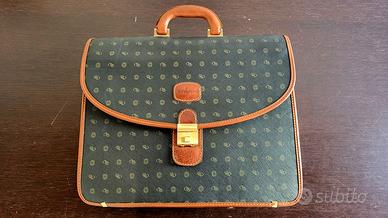 Valigetta 24 ore vintage in pelle e tessuto Knipps