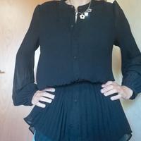 Camicia nera plissettata zara taglia S