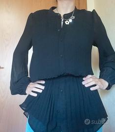 Camicia nera plissettata zara taglia S