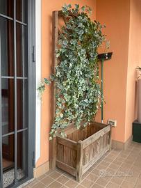 Fioriera con vasiera in legno