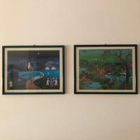 Coppia di quadri cornice verde NUOVI - giungla
